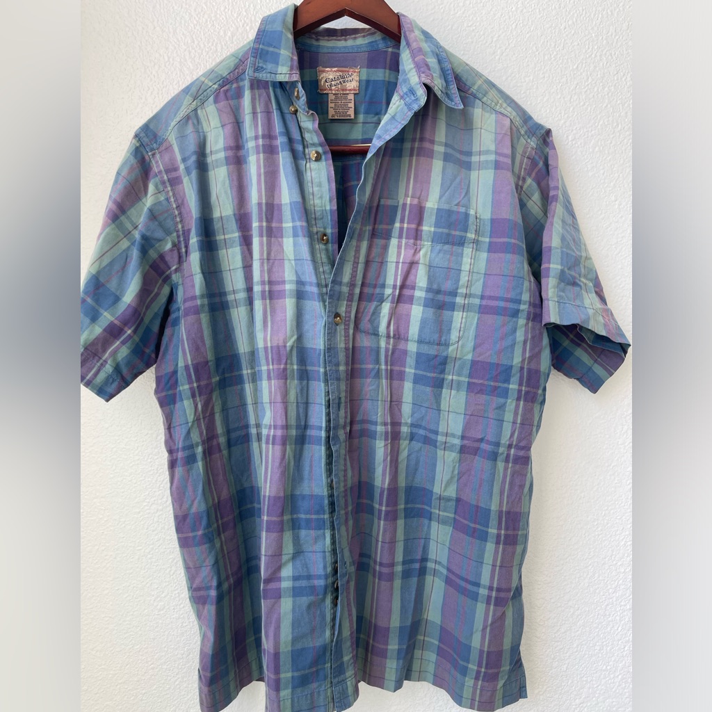 Vintage Mens Catalina Island Wear Plaid Short Sleeve Button Down Shirt Size Xl